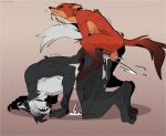  anal anthro big_penis bodily_fluids canid canine canis cum disney duo fox genital_fluids genitals hi_res ksejl male male/male mammal nick_wilde nude penis simple_background size_difference small_dom_big_sub wolf zootopia 