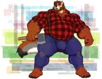  2024 abstract_background anthro axe barazoku barefoot beard belly biceps big_bulge big_muscles bottomwear bulge canid canine canis claws clothing denim denim_bottomwear denim_clothing domestic_dog eyebrows facial_hair feet flannel flannel_shirt fur german_shepherd hair herding_dog holding_axe holding_object huge_bulge huge_muscles huge_thighs jeans kihu lumberjack male mammal manly musclegut muscular muscular_anthro muscular_male pants pastoral_dog pecs simple_background solo standing thick_thighs tight_clothing tuft 