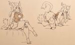 69_position anthro antlers big_breasts bodily_fluids bottomless bovid breasts butt button_(fastener) caprine cleavage clothed clothing cloven_hooves crossed_legs cunnilingus duo fellatio female female_on_top goat hi_res hooves horn hybrid jackalope lagomorph male male/female mammal on_top oral penile pseudoregalia sex sitting sketch straining_buttons sybil_(pseudoregalia) topwear traditional_media_(artwork) twistedterra vaginal 