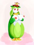  anthro breasts cactuscacti female generation_5_pokemon hi_res holding_breast lilligant nintendo nipples pokemon pokemon_(species) red_eyes simple_background solo solo_focus 