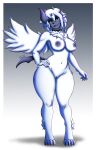  absol absurd_res anthro anthrofied areola big_breasts blue_areola breasts chest_tuft claws collar collar_only curvy_female curvy_figure eve_(sinarts) eyebrows female finger_claws fingers full-length_portrait fur generation_3_pokemon generation_6_pokemon genitals hair hand_on_hip hi_res horn horned_humanoid humanoid looking_at_viewer mammal mega_absol mega_evolution nintendo nipples nude open_mouth pink_eyes pokemon pokemon_(species) portrait pussy sinarts smile solo spiked_collar spikes standing tail thick_thighs tuft white_body white_fur white_hair wings 