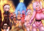 6+girls anger_vein aran_sweater arms_behind_head ass_visible_through_thighs black_tank_top blonde_hair blue_eyes blush boots braid breasts cable_knit christmas christmas_lights christmas_tree cinderella_(nikke) cleavage closed_eyes closed_mouth contemporary dorothy_(nikke) dress elbowing french_braid goddess_(nikke) goddess_of_victory:_nikke grabbing grey_hair habit hair_between_eyes hair_bun hand_grab high_ponytail highres holding_hands horns huge_breasts jacket large_breasts liliweiss_(nikke) long_hair long_sleeves mechanical_horns midriff mikosi multiple_girls navel nudge one_eye_closed one_eye_covered open_clothes open_jacket open_mouth pink_hair ponytail raglan_sleeves rapunzel_(nikke) red_eyes red_hair red_hood_(nikke) red_scarf ribbed_sweater scarf scarlet_(black_shadow)_(nikke) scarlet_(nikke) shiny_eyes short_hair smile snow_white_(innocent_days)_(nikke) snow_white_(nikke) star-shaped_pupils star_(symbol) sweat sweater sweater_dress symbol-shaped_pupils tank_top thigh_boots tight_clothes tight_dress turtleneck turtleneck_sweater twintails very_long_hair white_hair yellow_eyes 