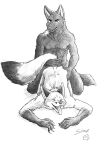  absurd_res all_fours anal anal_penetration anthro anthro_on_anthro ass_up bent_over canid canine canis claws duo eyes_closed fox from_behind_position front_view fur happy happy_sex hi_res hip_grab kneeling leapfrog_position male male/male male_penetrated male_penetrating male_penetrating_male mammal nude open_mouth penetration sex simple_background some_(someone) tail tail_grab tongue tongue_out traditional_media_(artwork) white_background wolf 