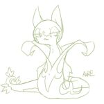  1:1 ambiguous_gender azre feral green_body leaf_tail looking_sideways nintendo pok&eacute;mon pok&eacute;mon_(species) pupils serperior signature simple_background sketch small_pupils solo video_games white_background 