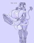  2023 2_horns anthro areola balls big_balls big_penis biped blush blush_lines bovid bovine breasts bulge cattle christmas christmas_clothing clothed clothing crackiepipe_(character) detailed_bulge english_text erection erection_under_clothing facial_piercing genitals gynomorph hair holidays hooves horn huge_penis hyper hyper_genitalia hyper_penis intersex long_penis male_(lore) mammal monochrome nipples nose_piercing penis piercing raised_tail short_hair skimpy snao solo standing tail text vein veiny_penis 