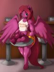  2022 absurd_res anthro balls clothing digital_media_(artwork) equid equine eyebrows fan_character genitals girly hasbro hi_res looking_at_viewer male mammal my_little_pony pegasus penis solo suirano text text_on_clothing wings 