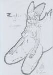  2021 anthro blush bodily_fluids breasts female fluffy fluffy_tail genital_fluids genitals graphite_(artwork) hands_on_thighs kneeling looking_at_viewer lunaris_parukia markings medium_breasts navel nintendo nipples nude open_mouth open_smile pok&eacute;mon pok&eacute;mon_(species) pok&eacute;morph pussy pussy_juice seiza shoulder_tuft sitting smile solo traditional_media_(artwork) tuft video_games zangoose zangoose_day zelia_(lunaris_parukia) 