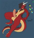  anthro balls big_penis conditional_dnp dragon erection genitals horn huge_penis humanoid_genitalia male nude penis red_body red_scales scales scalie solo syckle syckle_(wyntersun) wyntersun 