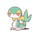  1:1 2019 ambiguous_gender animated azre blinking feral green_body leaf_tail loop low_res nintendo pok&eacute;mon pok&eacute;mon_(species) red_eyes short_playtime simple_background sitting snivy solo stripes tail_motion video_games white_background white_body yellow_stripes 