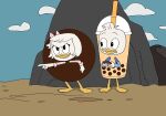  anatid anseriform anthro avian beverage bird bubble_tea bubble_tea_costume dewey_duck disney duck ducktales female food_costume group hi_res kigtoons male tapioca_ball tapioca_ball_costume webby_vanderquack 