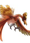  animal_focus bird claws commentary_request flying full_body highres ho-oh no_humans open_mouth pokemon pokemon_(creature) red_eyes simple_background v_(govvvvw) white_background 