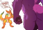  2022 anthro anthro_on_anthro backsack ball_size_difference balls big_balls big_butt big_muscles bodily_fluids butt canid canine canis claws dialogue dragon duo english_text flaccid foreskin fur genitals hi_res horn humanoid_genitalia humanoid_penis humor hybrid kobold male male/male mammal meme motion_lines muscular muscular_anthro muscular_male nude pawpads penis perineum salem_(thydris) scalie serex shaking simple_background size_difference standing tears text tuft url white_background wolf 
