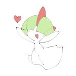  &lt;3 1:1 2021 ambiguous_gender blush blush_lines daww digital_media_(artwork) green_hair hair hair_over_eyes happy head_horn horn humanoid nintendo no_shading open_mouth open_smile pok&eacute;mon pok&eacute;mon_(species) ralts red_heart red_horn simple_background smile solo standing stubby_arms video_games white_background white_body youjomodoki 