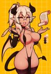  big_breasts breasts clothed clothing demon demon_humanoid eyewear female glasses hi_res humanoid legwear membrane_(anatomy) membranous_wings re-sublimity-kun skimpy solo thigh_highs wide_hips wings 