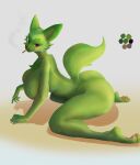  absurd_res all_fours anthro big_breasts big_butt breasts butt cigar_in_mouth curvaceous curvy_figure drugs feet female fur green_body green_fur green_tail hi_res huge_breasts katazai kneeling looking_at_viewer marijuana nintendo nude pawpads pok&eacute;mon pok&eacute;mon_(species) red_eyes red_nose side_view simple_background small_waist smoke solo sprigatito thick_thighs toes video_games voluptuous 