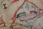  4_eyes ahegao ambiguous_gender blue_eyes cattroythestranger female gem green_eyes hair heterochromia hooded long_tongue looking_pleasured multi_eye pale_skin pale_skinned_female pen_drawing pink_eyes red_eyes semi_coloured silver_hair solo tongue tongue_out traditional_media_(artwork) 