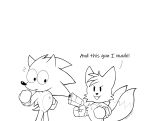  2022 2_tails absurd_res anthro canid canine chelsiegeorgia clothing dialogue digital_media_(artwork) dipstick_tail duo english_text eulipotyphlan fox front_view gloves gloves_only gun handgun handwear handwear_only hedgehog hi_res holding_gun holding_object holding_weapon male mammal markings miles_prower monochrome mostly_nude multi_tail open_mouth ranged_weapon sega simple_background sonic_the_hedgehog sonic_the_hedgehog_(series) standing tail_markings text weapon white_background 
