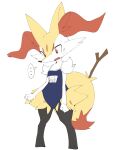  ... 1:1 2021 ambiguous_gender anthro biped black_legs black_nose blue_clothing blue_swimwear blush blush_lines bodily_fluids braixen canid clothed clothing colored_sketch cute_fangs digital_media_(artwork) dipstick_tail facial_markings facial_tuft fangs fur head_markings hi_res inner_ear_fluff looking_down mammal markings nintendo on_model open_mouth pok&eacute;mon pok&eacute;mon_(species) red_ear_fluff red_eyes red_markings shoulder_tuft simple_background sketch solo speech_bubble stick sweat sweatdrop swimwear tail_markings tuft video_games white_background white_body white_fur yellow_body yellow_fur youjomodoki 