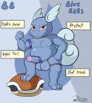  accessory anthro balls big_balls big_penis blue_balls blue_body daison_the_fox genitals hi_res humanoid_genitalia looking_at_viewer male nintendo nude penis penis_accessory pok&eacute;mon pok&eacute;mon_(species) scalie shell-less simple_background slightly_chubby solo video_games wartortle 