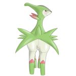  blush butt dewith female genitals green_body hi_res legendary_pok&eacute;mon nintendo pok&eacute;mon pok&eacute;mon_(species) pussy rear_view red_eyes solo video_games virizion 