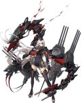  1girl azur_lane black_gloves black_headwear blue_eyes eyepatch full_body gloves hat high_heels highres long_hair looking_at_viewer machinery mkiiiiii official_art one_eye_covered rigging scharnhorst_(meta)_(azur_lane) standing thighhighs transparent_background turret weapon white_hair 