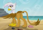  avian beach beak brown_body brown_feathers butt chest_tuft eyelashes feathered_wings feathers female feral friendship_is_magic gilda_(mlp) gryphon hasbro long_tail my_little_pony mythological_avian mythology pzkratzer seashell seaside shell smile solo spread_wings tail_tuft tuft white_body white_feathers wings yellow_eyes 