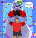  absurd_res anthro big_breasts breasts canid canine canis female five_nights_at_freddy&#039;s five_nights_at_freddy&#039;s:_security_breach head_between_breasts hi_res huge_breasts larger_female male male/female mammal nipple_outline rarehare roxanne_wolf_(fnaf) scottgames size_difference smaller_male thick_thighs video_games wolf 