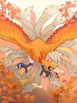  alternate_color animal_focus bird bright_pupils commentary feathers highres ho-oh leaf miyaulait no_humans open_mouth orange_eyes pokemon pokemon_(creature) shiny_pokemon signature solo talons tongue watermark white_pupils 