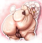  &lt;3 anthro anus balls big_anus big_balls big_butt biped bodily_fluids bovid butt butt_focus caprine clothed clothing cocky_smile condom condom_in_mouth cookie_dough_(oc) curled_hair darkened_genitalia domestic_sheep fluffy fluffy_tail genitals girly hair huge_balls huge_butt huge_hips iliekbuttz looking_at_viewer male mammal nude overweight overweight_anthro overweight_male perineum presenting presenting_anus presenting_hindquarters seductive sexual_barrier_device sheared sheep simple_background smile solo spread_butt spreading steam sweat sweaty_balls sweaty_butt sweaty_genitalia thick_thighs white_background wide_hips 