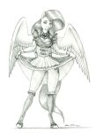  2022 anthro baron_engel bottomwear breasts clothed clothing clothing_lift cutie_mark equid equine eyebrows feathered_wings feathers female fluttershy_(mlp) friendship_is_magic genitals graphite_(artwork) greyscale hair hi_res hooves legwear looking_at_viewer maid_uniform mammal monochrome my_little_pony no_underwear pegasus pencil_(artwork) pussy skirt skirt_lift solo traditional_media_(artwork) unguligrade_anthro uniform wings 