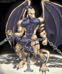  abs alfa angry anthro aroused balls bdsm biceps bondage bound chain dragon erection genitals hi_res male pecs penis reptile rithe scalie snarling solo tattoo tithinian wings 