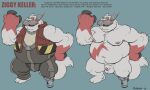  2020 absurd_res anthro balls belly dudebulge english_text fan_character flaccid genitals hi_res humanoid_genitalia humanoid_penis male moobs navel nintendo nipples overweight overweight_male penis pok&eacute;mon pok&eacute;mon_(species) solo text video_games zangoose 