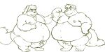  2014 anthro belly bulge canid canine clothing duo fatyogi humanoid_hands lutrine male mammal moobs mustelid navel nipples obese obese_male overweight overweight_male raccoon_dog tanuki underwear 