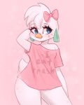  accessory anthro avian beak bottomless chica_(fnaf) clothed clothing ear_piercing ear_ring eyelashes female five_nights_at_freddy&#039;s five_nights_at_freddy&#039;s:_security_breach hair hair_accessory hair_ribbon half-closed_eyes makeup narrowed_eyes piercing ribbons scottgames shirt t-shirt topwear valeria_fills video_games 