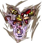  1boy armor ball diddy_kong donkey_kong_(series) electricity energy furry furry_male lowres mario_(series) mario_strikers_charged midriff navel no_humans non-web_source official_art open_mouth outstretched_arms red_headwear shoulder_armor smile solo 