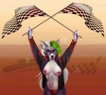  anthro breach breasts canid canine canis catpumpkin clothing female five_nights_at_freddy&#039;s five_nights_at_freddy&#039;s:_security_breach five_nights_at_freddy&#039;s_world flags glamrock jacket mammal marmoratus navel nipples panties race racing roxanne_wolf_(fnaf) roxy scottgames security solo topwear underwear video_games wolf 