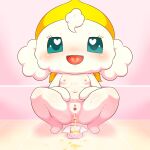  alacarte anthro anus bodily_fluids breasts chibi crouching female fur genital_fluids genitals hi_res navel nude open_mouth peeing pussy small_breasts solo spread_legs spreading tamagotchi urine watersports white_body white_fur 
