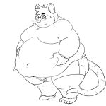  2013 anthro belly big_belly bottomwear clothing eyewear fatyogi glasses humanoid_hands male mammal mouse murid murine navel obese obese_male overweight overweight_male rodent shorts simple_background solo 