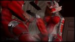  3d_(artwork) anthro balls big_balls big_penis bodily_fluids cum cum_drip digital_media_(artwork) dripping duo female five_nights_at_freddy&#039;s foxy_(fnaf) genital_fluids genitals gynomorph hi_res huge_balls huge_penis intersex intersex/female intersex/male male male/female penis precum scottgames small_penis source_filmmaker steam strahinium video_games 