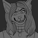  angry anthro close-up collar crazed_look fangs gnoll hi_res hyaenid larry_canon mammal nazreen_(character) notched_ear rape_face solo 
