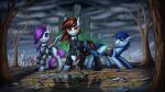  2017 absurd_res armor blackjack_(fallout_equestria) blue_body city dark_clouds dirt earth_pony equid equine fallout_equestria female feral fur fur_markings group hair hasbro hi_res hooves horn horse male mammal markings metal morning_glory_(fallout_equestria) multicolored_hair my_little_pony p-21_(fallout_equestria) pegasus pipbuck pony raised_hoof rampage_(fallout_equestria) saddle_bag security_guard setharu spikes striped_hair unicorn wasteland white_body wings 