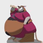  2015 anthro belly big_belly brown_body clothed clothing food gxwolfzilla hi_res humanoid_hands male mammal master_splinter murid murine obese obese_male overweight overweight_male pink_nose rat rodent sitting solo teenage_mutant_ninja_turtles 