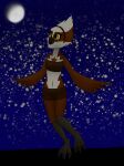  2019 absurd_res accessory accipitriform anthro avian bird bottomwear brown_body brown_fur clawed_feet clothing fan_character female fur ghostth39 hair_accessory hairband hi_res looking_at_moon miniskirt multicolored_body night_sky osprey sega simple_background skirt solo sonic_the_hedgehog_(series) talons topwear tube_top two_tone_body white_body white_fur winged_arms wings yellow_eyes 