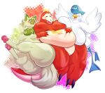  anthro beak belly belly_squish big_belly big_breasts big_butt blue_eyes blue_hair blush breast_size_difference breast_squish breasts breasts_frottage butt claws eyes_closed featureless_breasts featureless_crotch female fuecoco green_body group hair hand_on_stomach huge_breasts huge_butt licking licking_lips membrane_(anatomy) multicolored_body navel nintendo nude one_eye_closed open_mouth open_smile overweight overweight_anthro overweight_female pawpads pok&eacute;mon pok&eacute;mon_(species) quaxly red_eyes smile sprigatito squish tentabat thick_thighs tongue tongue_out two_tone_body video_games webbed_feet white_body 