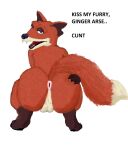  absurd_res anthro anus backsack balls butt canid canine crouching fox genitals hi_res male mammal mongrels_(tv_series) profanity spread_butt spreading vince-fox vince_(mongrels) 