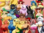  animal_ears blush breasts cleavage erect_nipples espeon flareon furry glaceon huge_breasts huge_nipples jolteon large_breasts leafeon nine_tails ninetails nipples no_bra pokemon smile tail umbreon vaporeon 