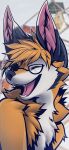  anthro canid canine eyewear fox glasses male mammal smile solo unknown_artist 