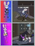  absurd_res anthro bound breasts canid canine canis clothing comic detention dialogue digital_media_(artwork) disney duo female fur gem grey_body grey_fur hi_res hotel_room judy_hopps makeup male male/female mammal mostly_nude police police_officer police_uniform prostitution sex smile text uniform vylfgor warehouse wolf zootopia 