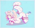  anthro ass_up bangs bdsm bondage bound bow collar feet fluffy furry horn invalid_tag looking_up paws petplay pigtails pink ponytails restraints roleplay rope rope_bondage rope_harness seamen shibeari smile submissive tail 
