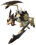  axe black_eyes claws e_volution full_body kleavor no_humans open_mouth pokemon pokemon_(creature) simple_background solo spikes tongue white_background 